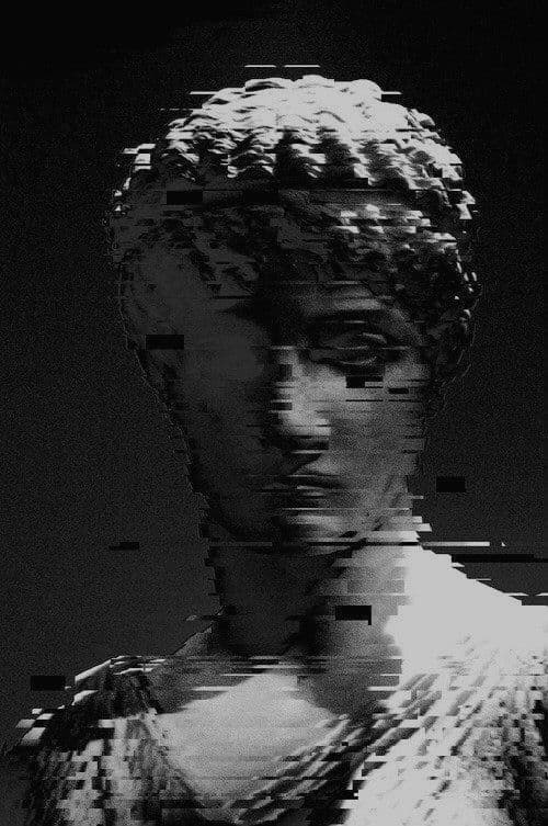 Statue digitale fragmentée par l'IA